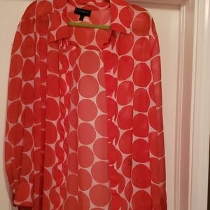 Lane Bryant Red and white dot blouse